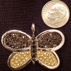 Butterfly Pendant, 925 Silver w/Crystals